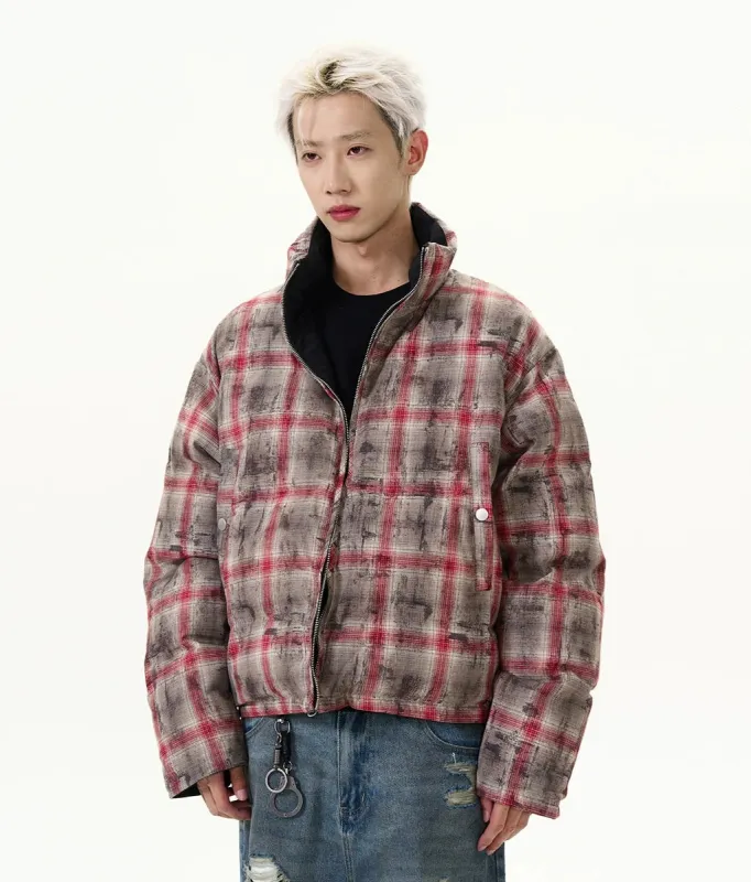 Reversible Plaid Puffer Zip Jacket sold by Night City Clothing