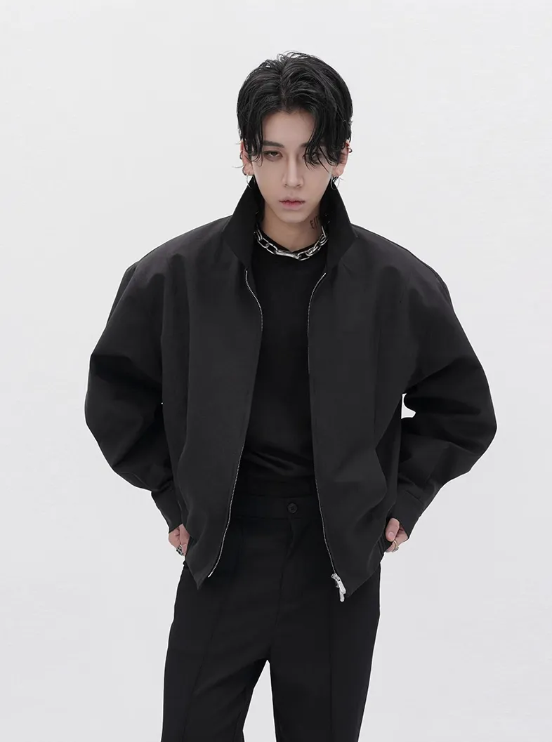 Classic Collared Zip-Up Bomber Jacket sold by Night City Clothing product image thumbnail 3