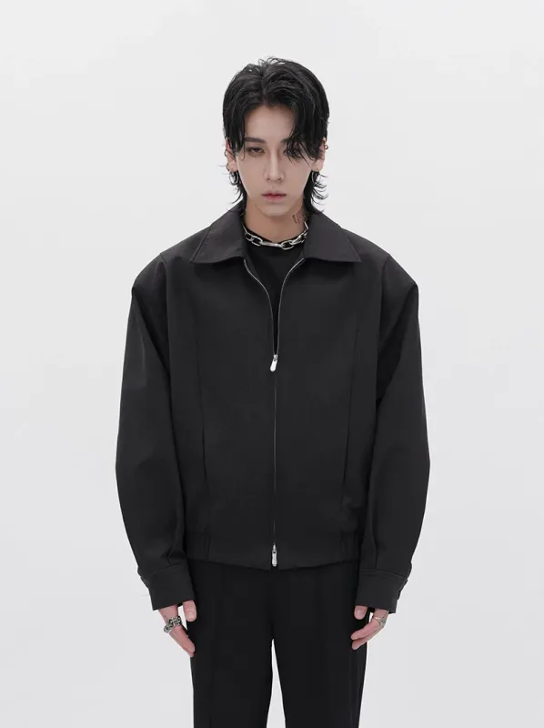 Classic Collared Zip-Up Bomber Jacket sold by Night City Clothing