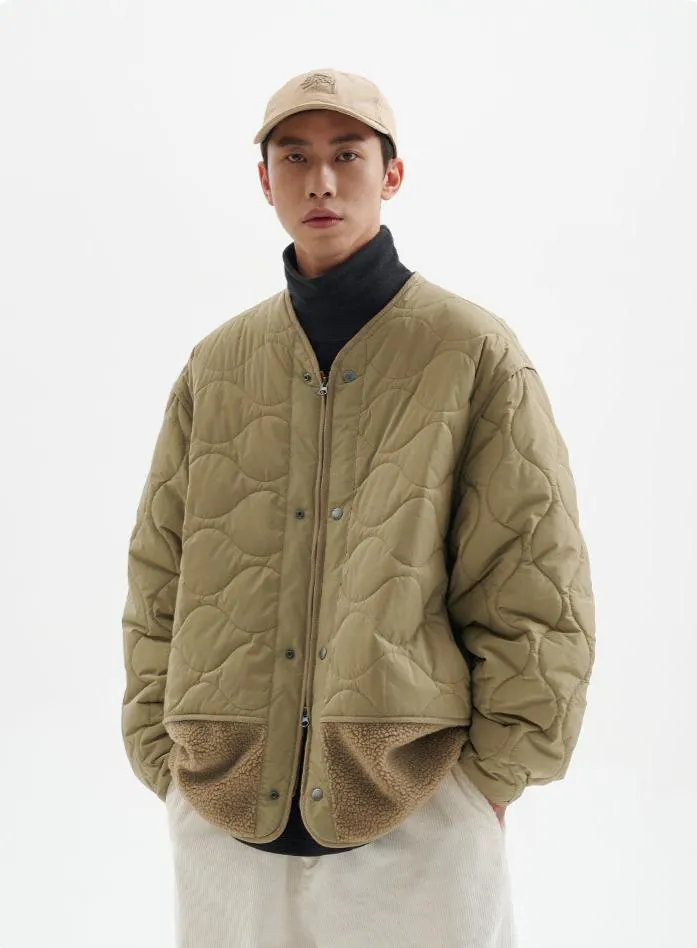 Shearling Patchwork Quilted Snap Button Jacket sold by Night City Clothing product image thumbnail 5