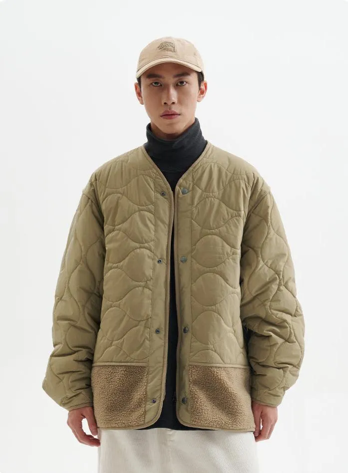 Shearling Patchwork Quilted Snap Button Jacket sold by Night City Clothing product image thumbnail 2