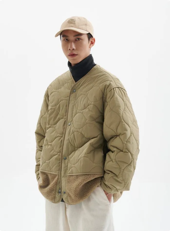 Shearling Patchwork Quilted Snap Button Jacket sold by Night City Clothing product image thumbnail 3