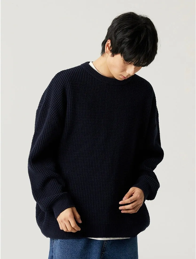 Oversized Crewneck Waffle-Weave Knit Sweater sold by Night City Clothing product image thumbnail 3