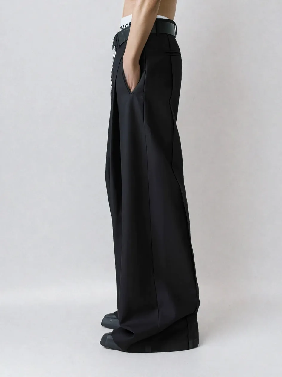 Wide Leg Tailored Trousers with Fold-Over Pleat sold by Night City Clothing product image thumbnail 3
