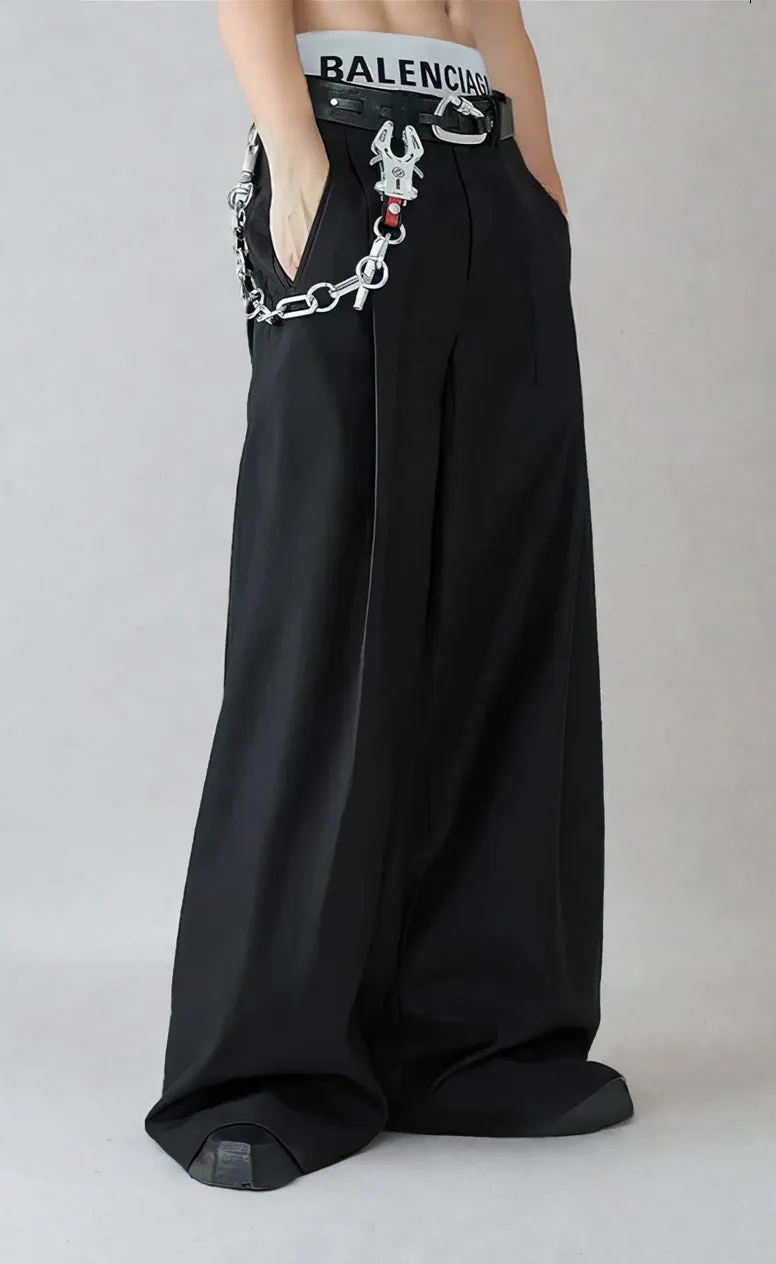 Wide Leg Tailored Trousers with Fold-Over Pleat sold by Night City Clothing product image thumbnail 4