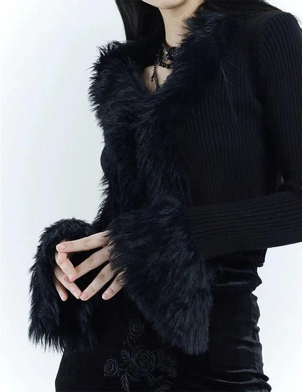 Ribbed Cardigan with Faux Fur Trim Detail sold by Night City Clothing product image thumbnail 4