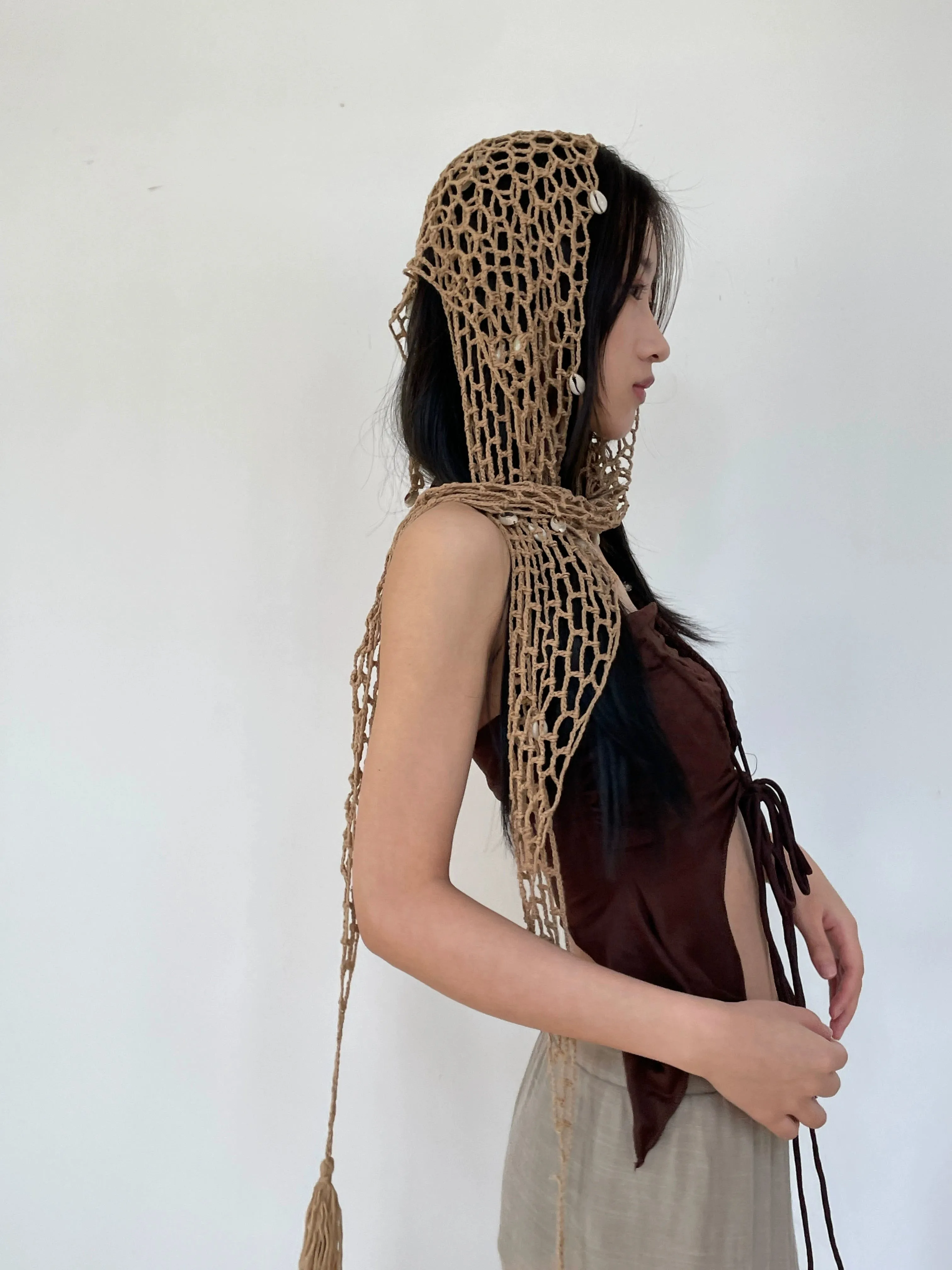 Bohemian Crocheted Mesh Shawl Wrap sold by Night City Clothing product image thumbnail 3