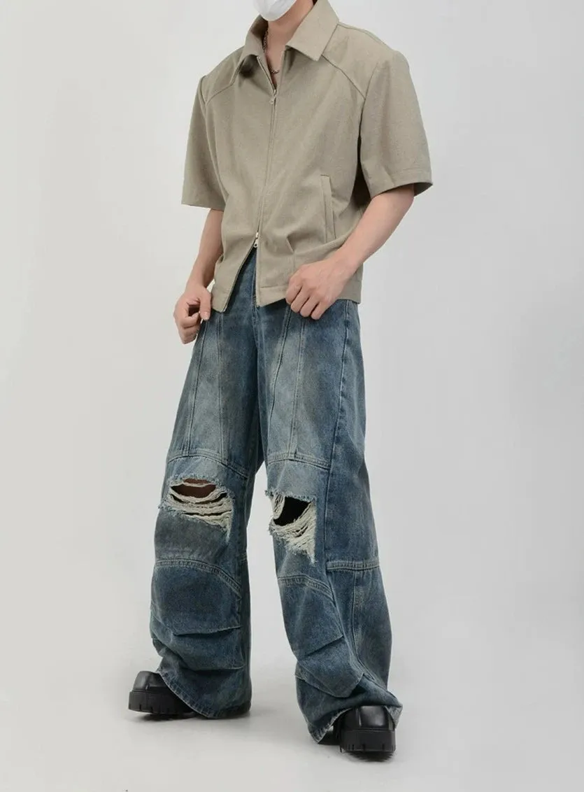 Half Sleeve Zip-Front Collared Shirt sold by Night City Clothing product image thumbnail 3