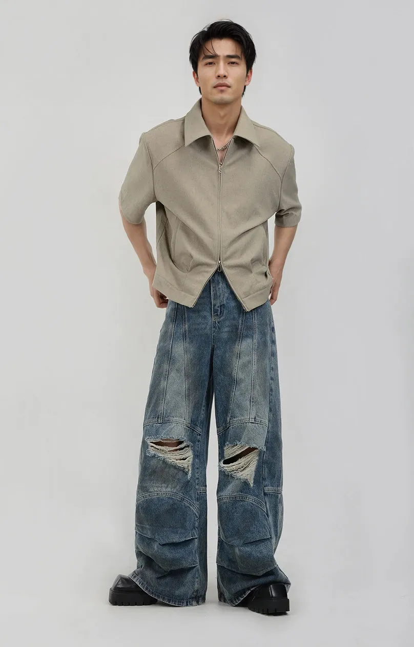 Half Sleeve Zip-Front Collared Shirt sold by Night City Clothing product image thumbnail 4