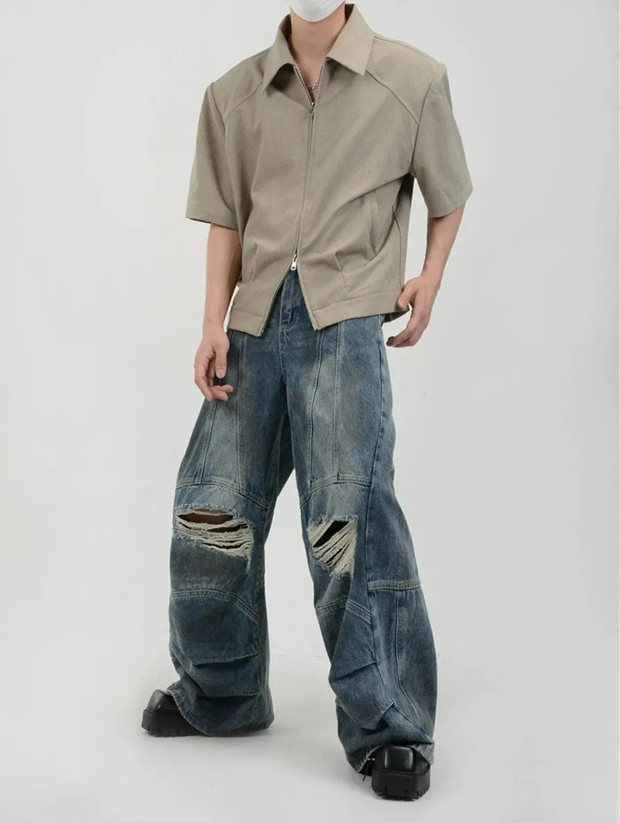 Half Sleeve Zip-Front Collared Shirt sold by Night City Clothing product image thumbnail 5