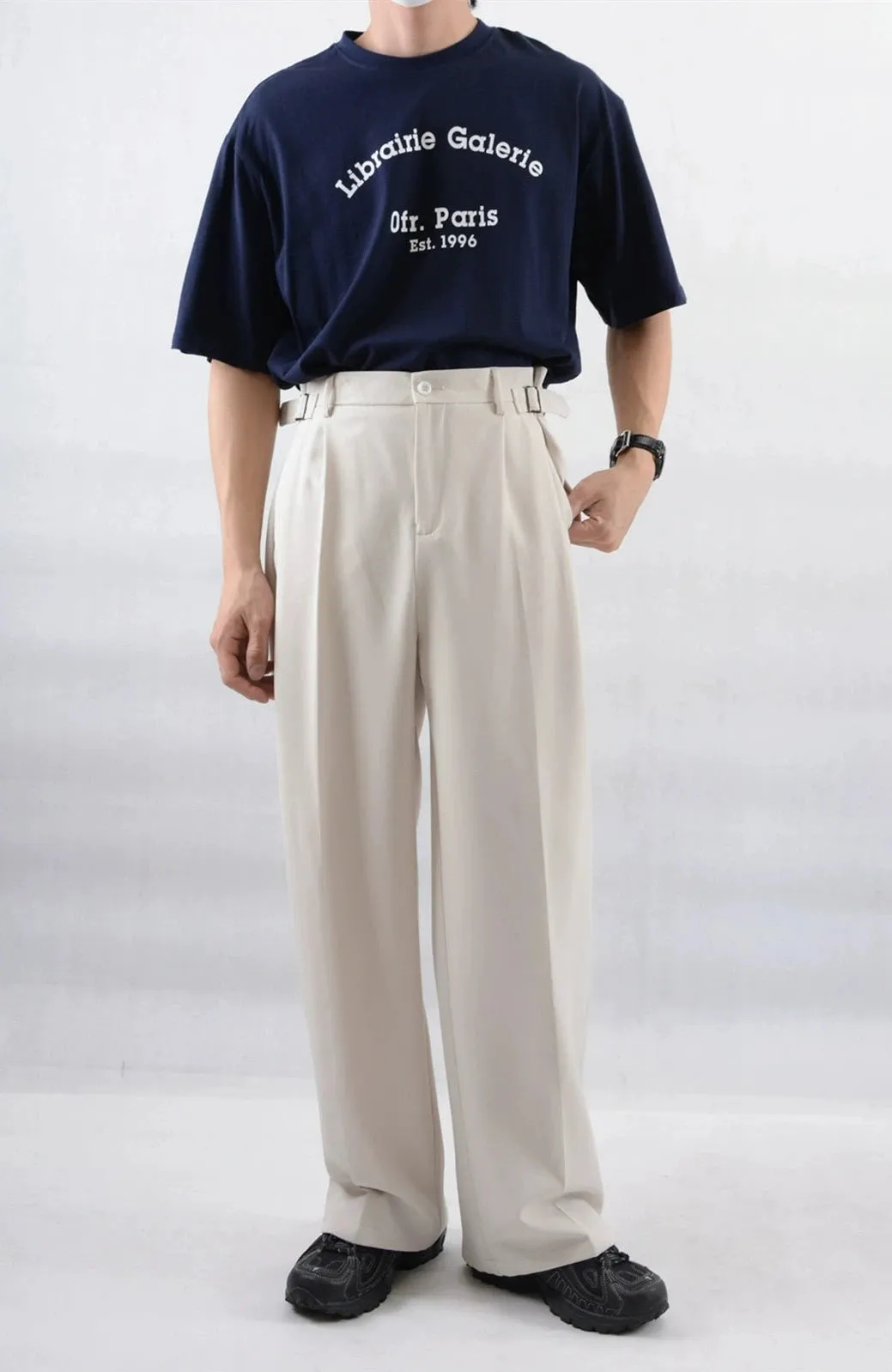 Wide Leg Pleated Trousers with Buckle Detail sold by Night City Clothing product image thumbnail 4