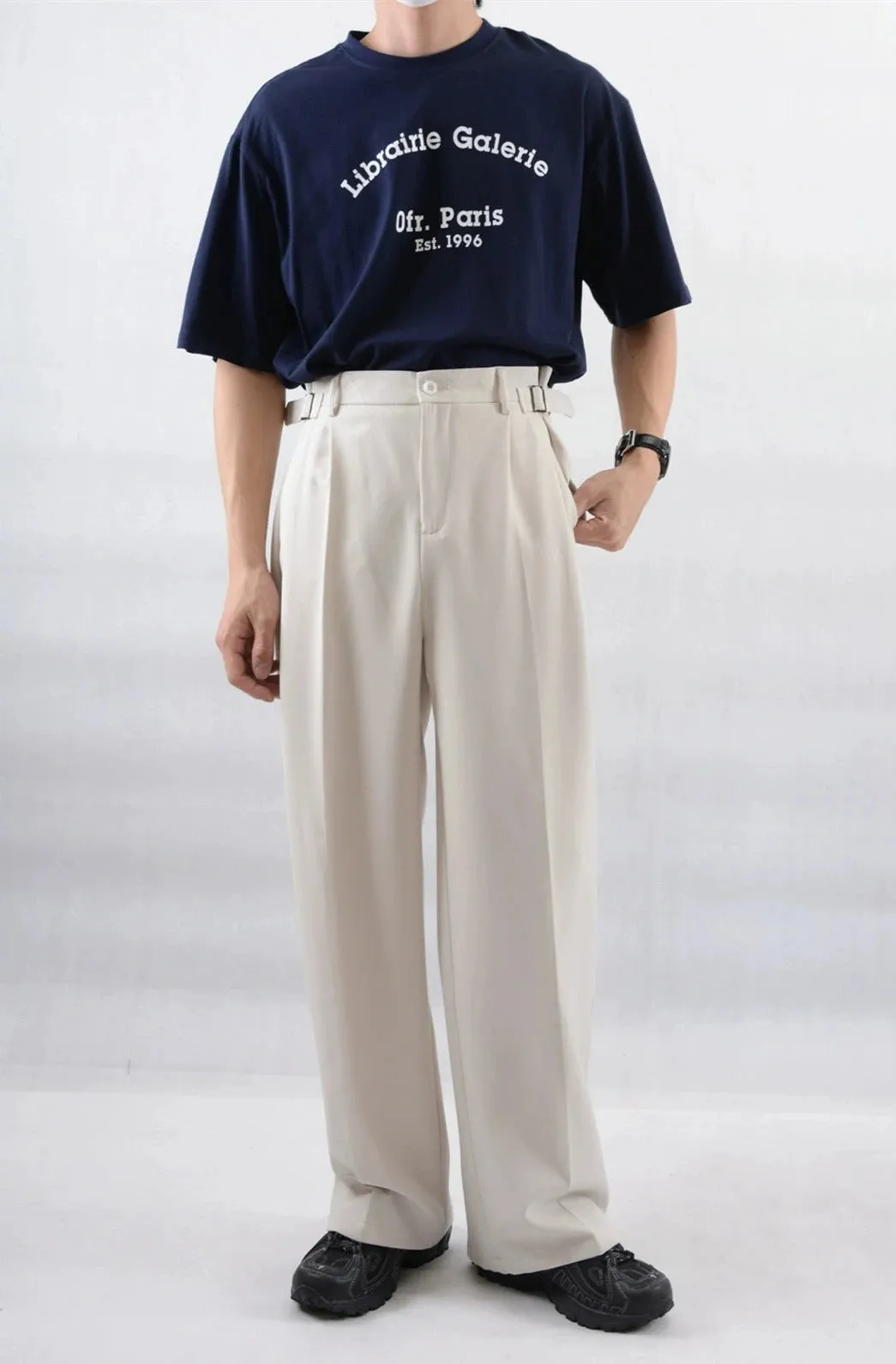Wide Leg Pleated Trousers with Buckle Detail sold by Night City Clothing product image thumbnail 3