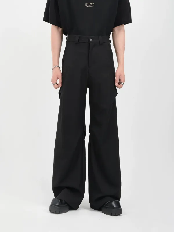 Wide Leg Belted Trousers with Pleated Detail made by Night City Clothing