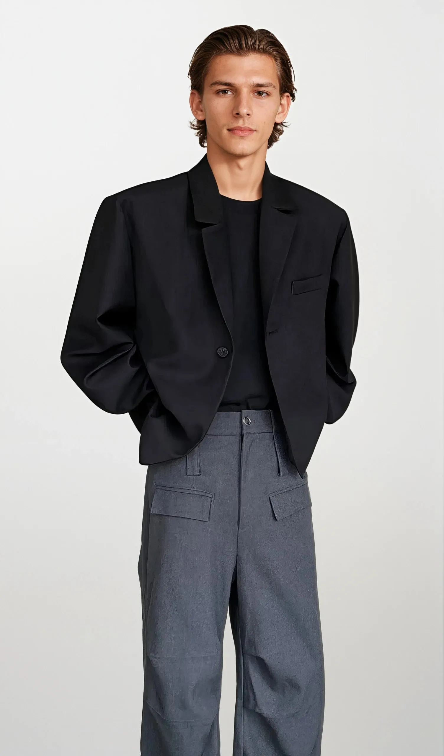 Classic Notched Collar Cropped Blazer sold by Night City Clothing product image thumbnail 2