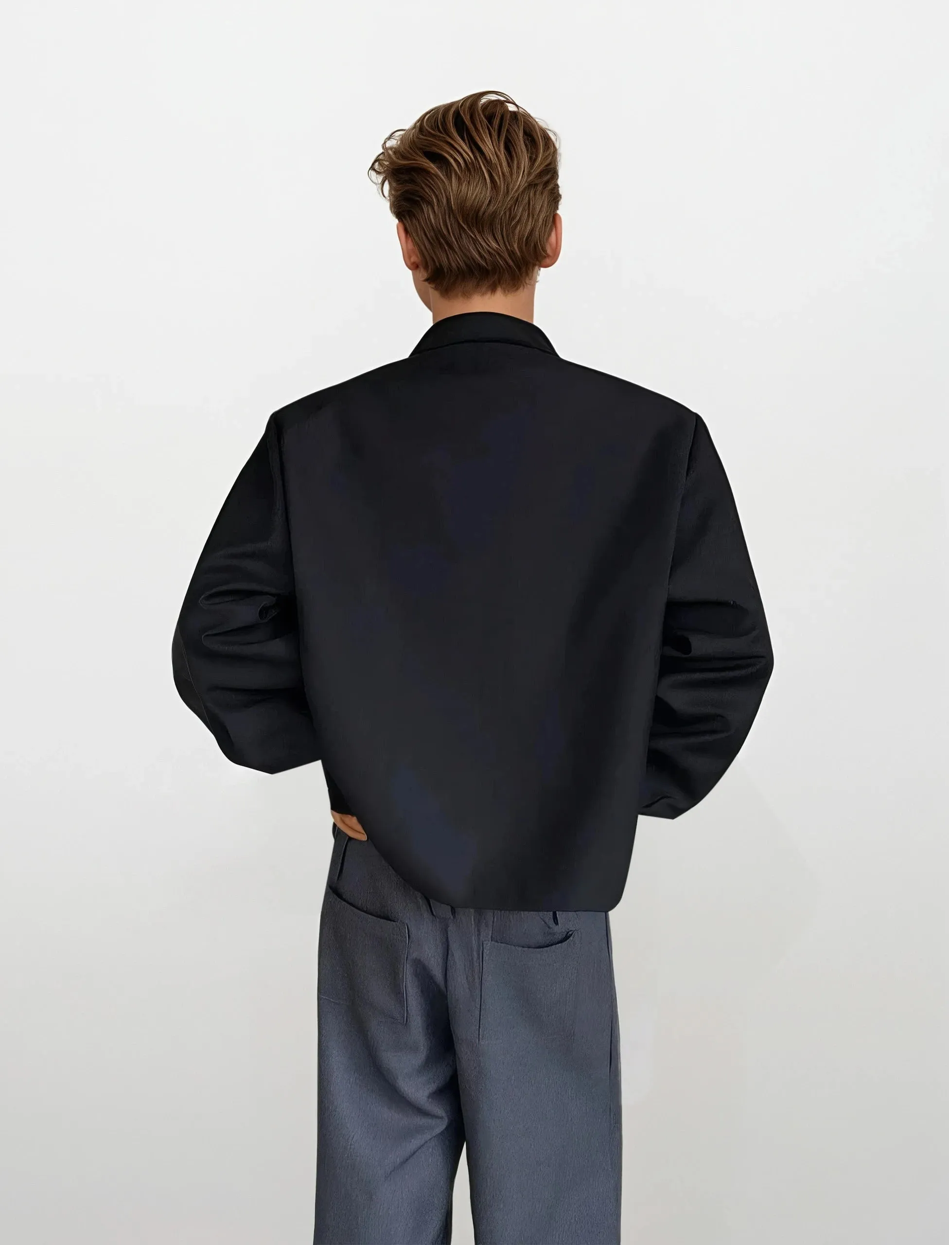 Classic Notched Collar Cropped Blazer sold by Night City Clothing product image thumbnail 4