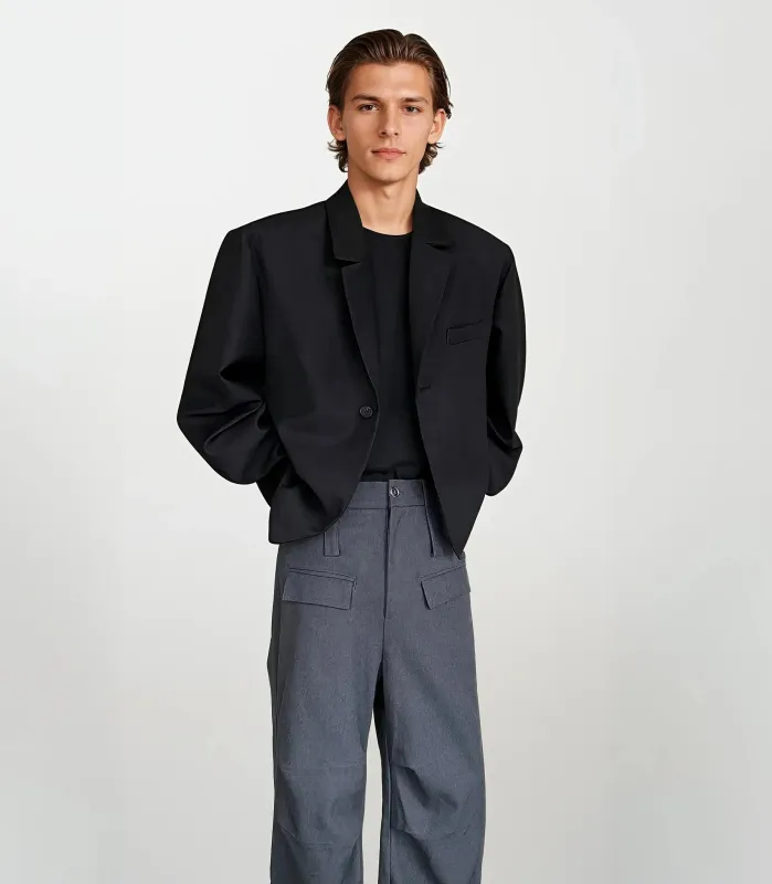 Classic Notched Collar Cropped Blazer made by Night City Clothing