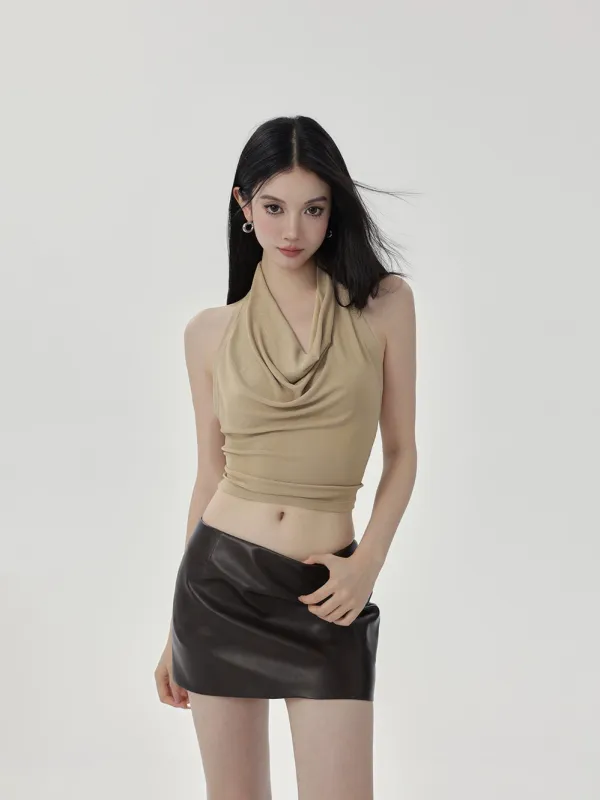 Cowl Neck Sleeveless Crop Top sold by Night City Clothing