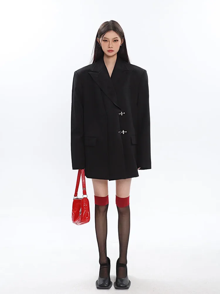 Oversized Notch Lapel Double-Breasted Blazer with Silver Accents sold by Night City Clothing product image thumbnail 5