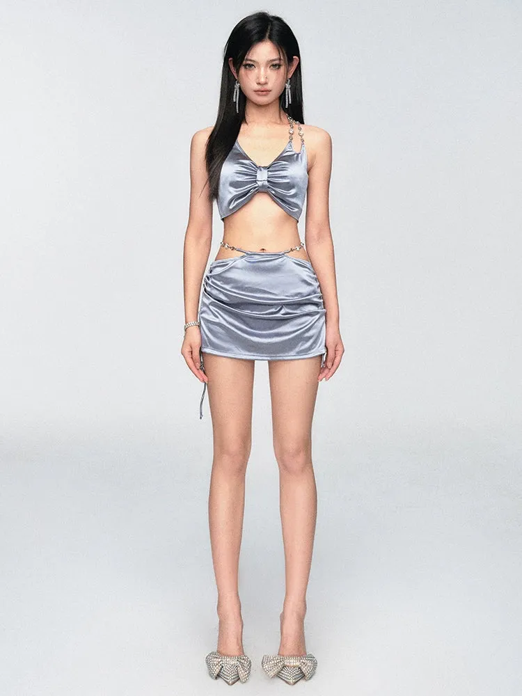 Satin-Finish Halter Neck Bikini Top and Sarong Set sold by Night City Clothing product image thumbnail 5