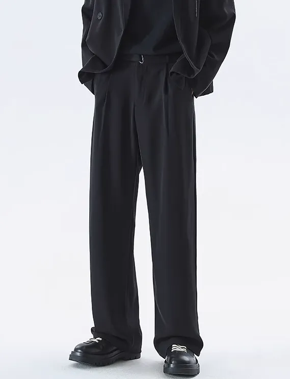 Wide Leg Tailored Lightweight Trousers with Belt Detail sold by Night City Clothing