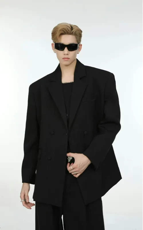 Oversized Double-Breasted Tailored Blazer Jacket sold by Night City Clothing