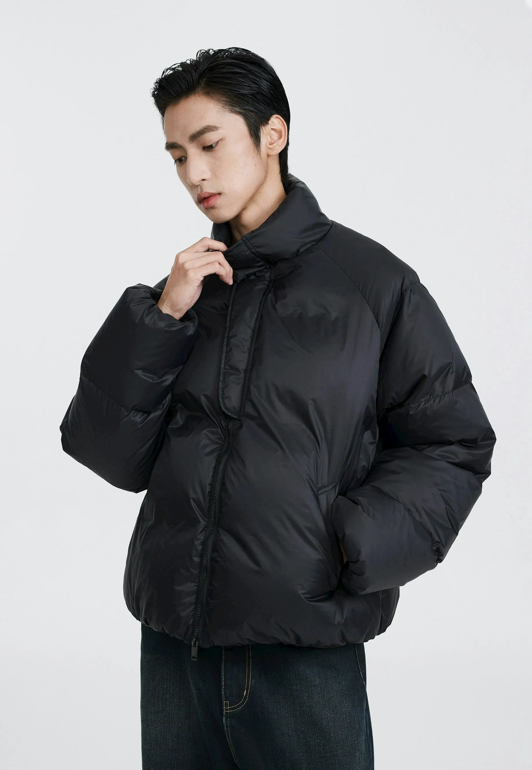 Slim Padded Puffer Jacket with High Collar sold by Night City Clothing product image thumbnail 5