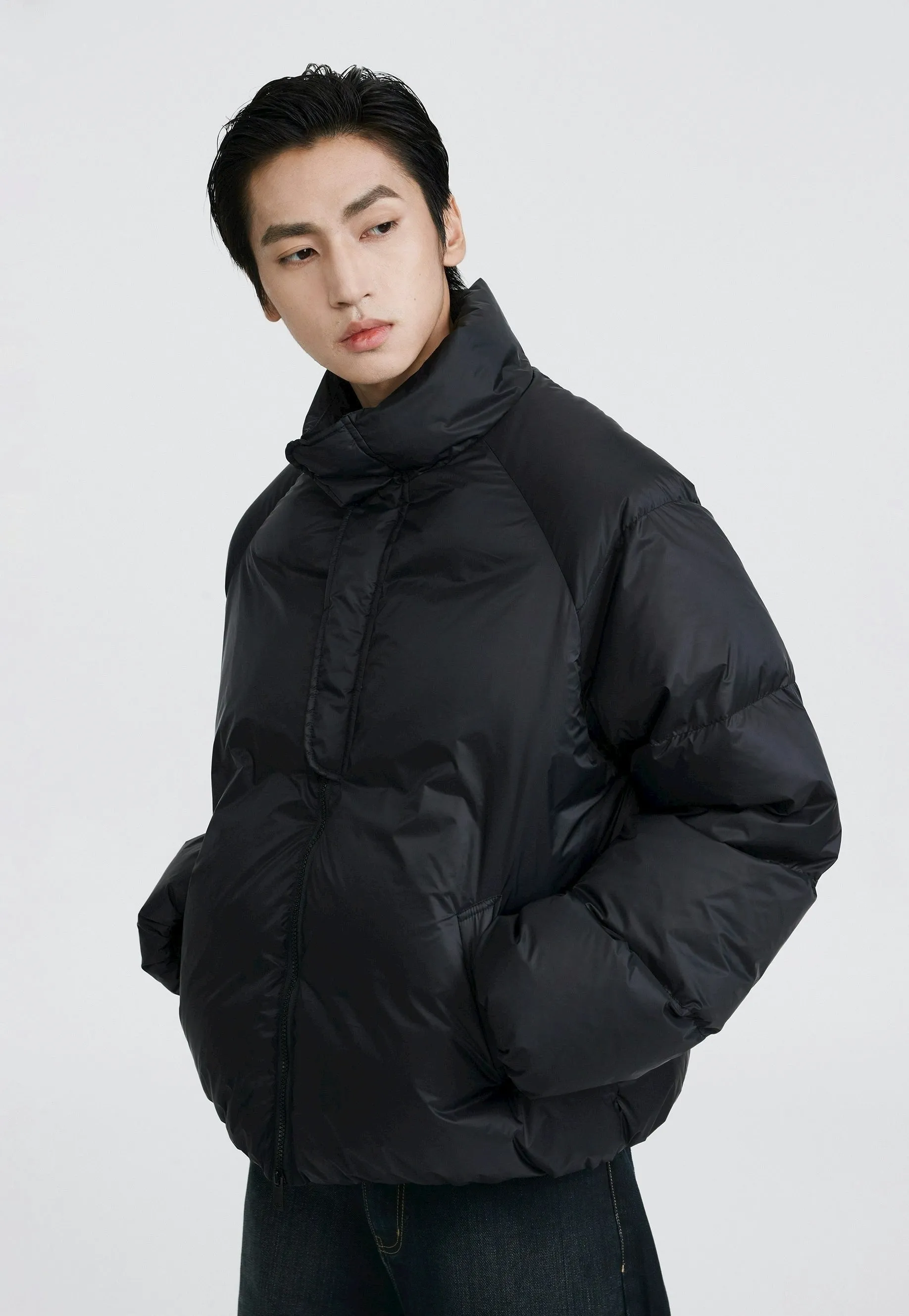 Slim Padded Puffer Jacket with High Collar sold by Night City Clothing product image thumbnail 4