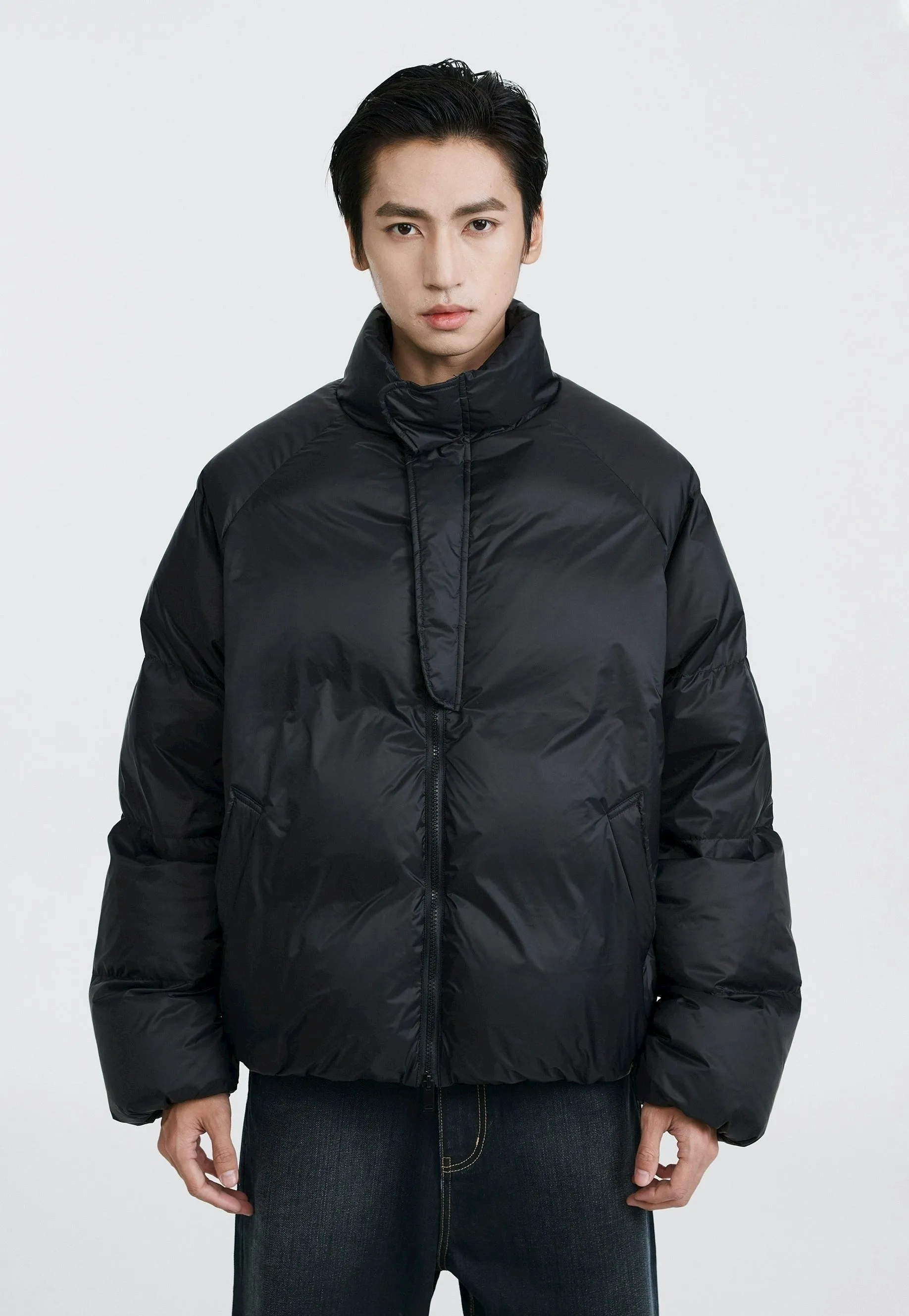 Slim Padded Puffer Jacket with High Collar sold by Night City Clothing product image thumbnail 2