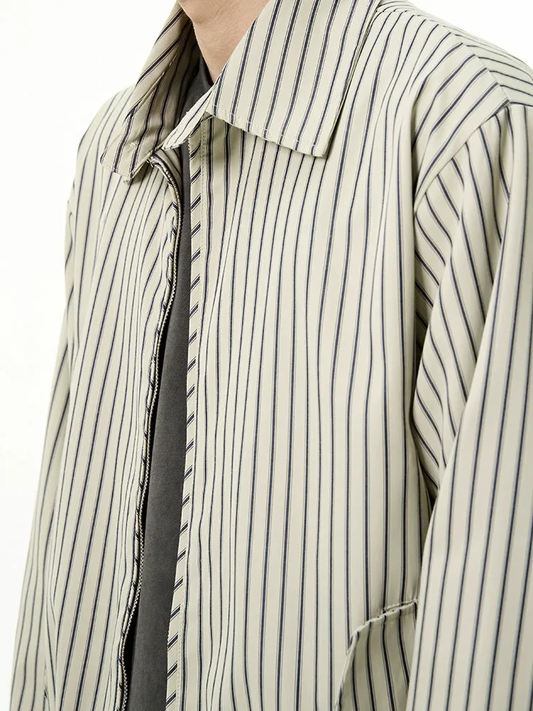 Striped Collared Zip-Through Up Bomber Jacket sold by Night City Clothing product image thumbnail 2