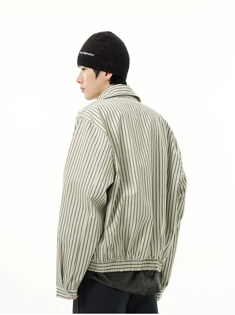 Striped Collared Zip-Through Up Bomber Jacket sold by Night City Clothing product image thumbnail 5