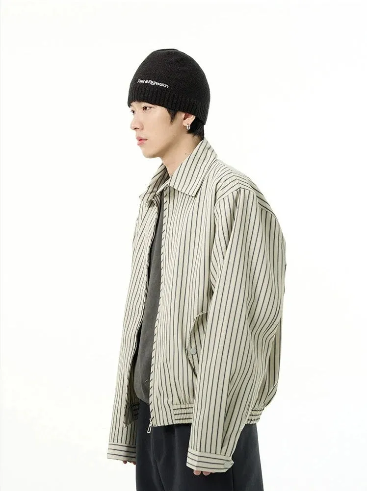 Striped Collared Zip-Through Up Bomber Jacket sold by Night City Clothing product image thumbnail 4