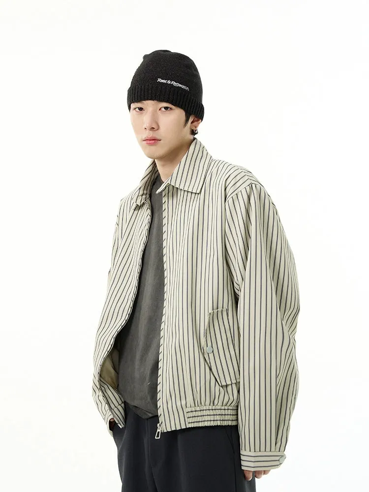 Striped Collared Zip-Through Up Bomber Jacket sold by Night City Clothing product image thumbnail 3