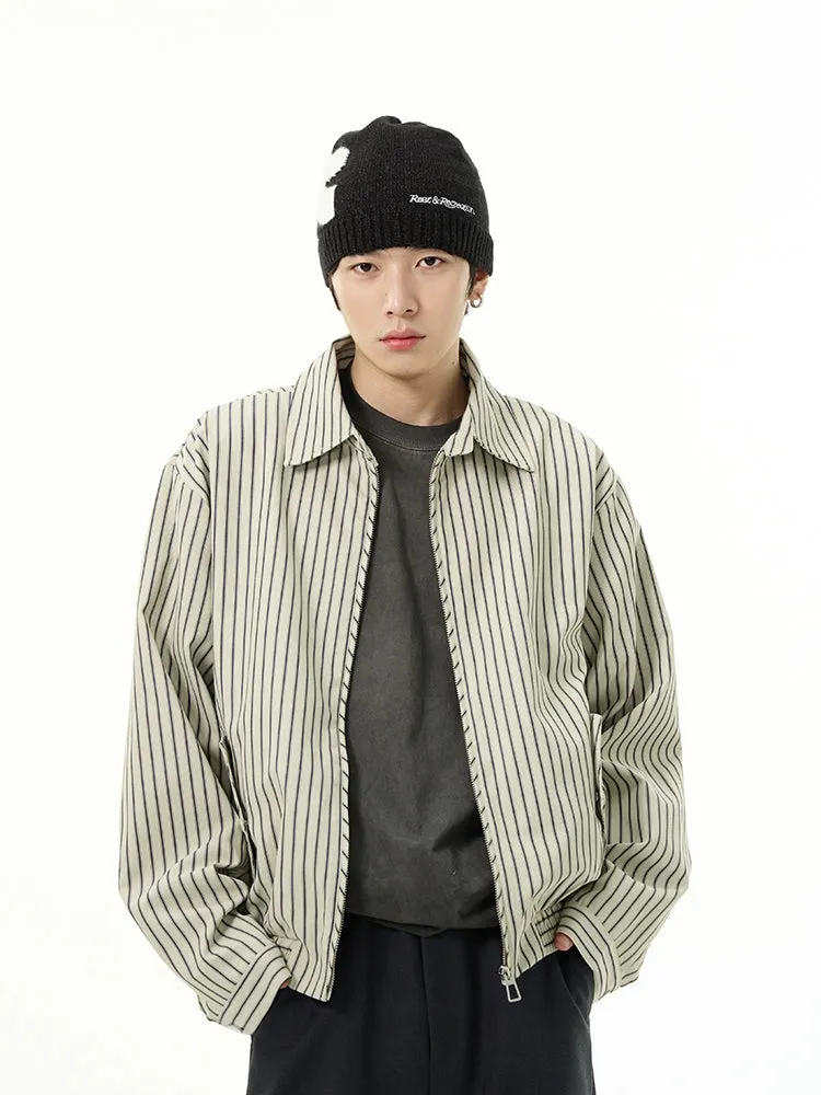 Striped Collared Zip-Through Up Bomber Jacket sold by Night City Clothing