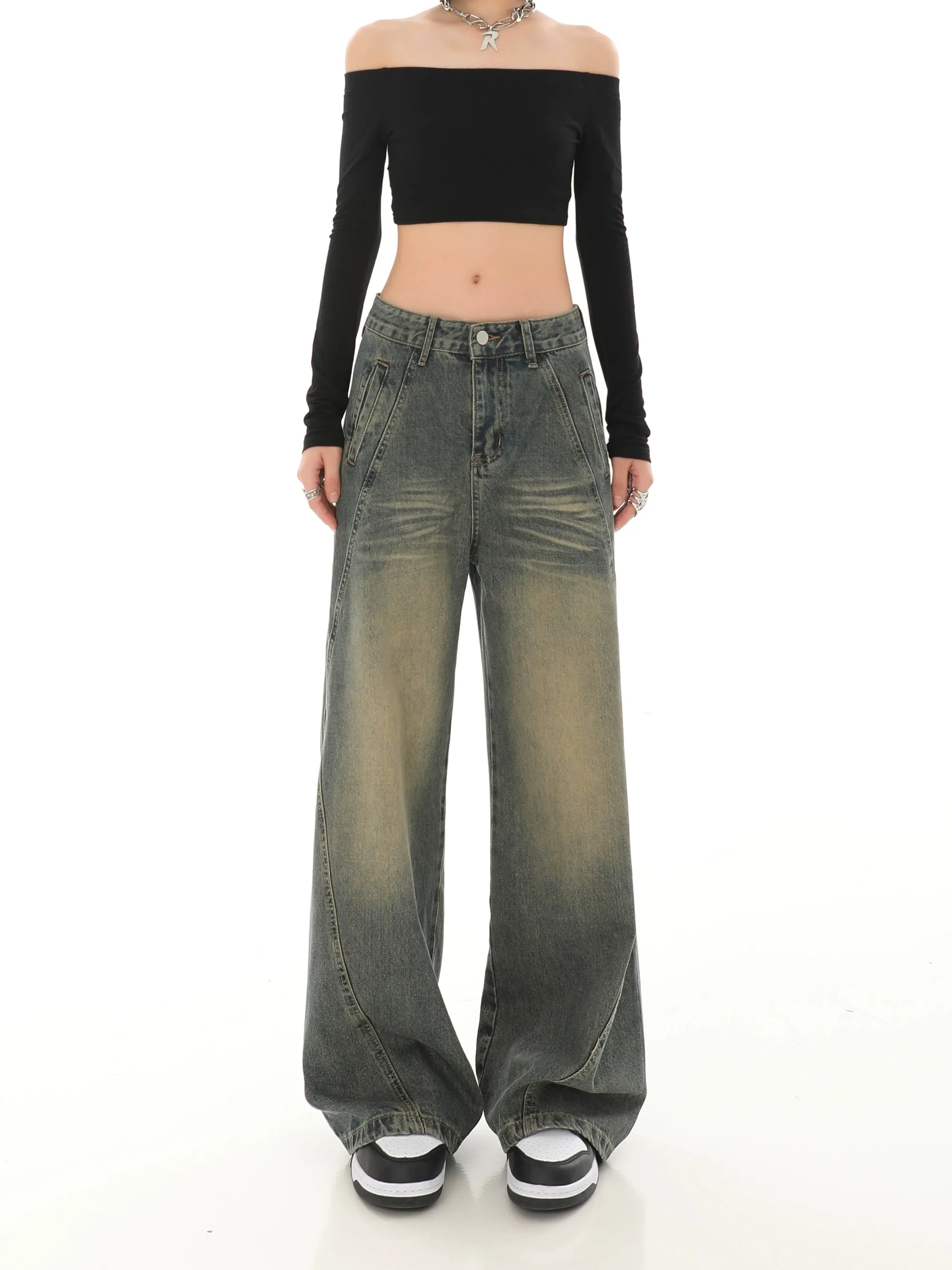 Sandblast Wide-Leg Jeans with Stitch Detail sold by Night City Clothing product image thumbnail 4
