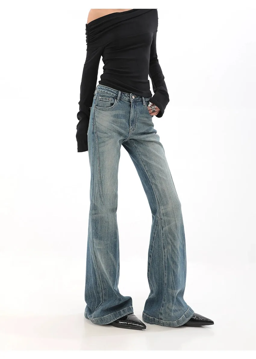 High Waist Vintage Wash Bell Bottom Jeans sold by Night City Clothing product image thumbnail 5