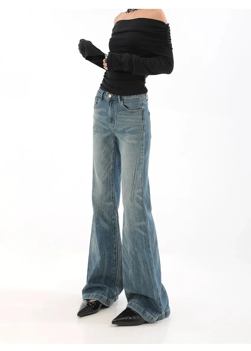 High Waist Vintage Wash Bell Bottom Jeans sold by Night City Clothing product image thumbnail 3