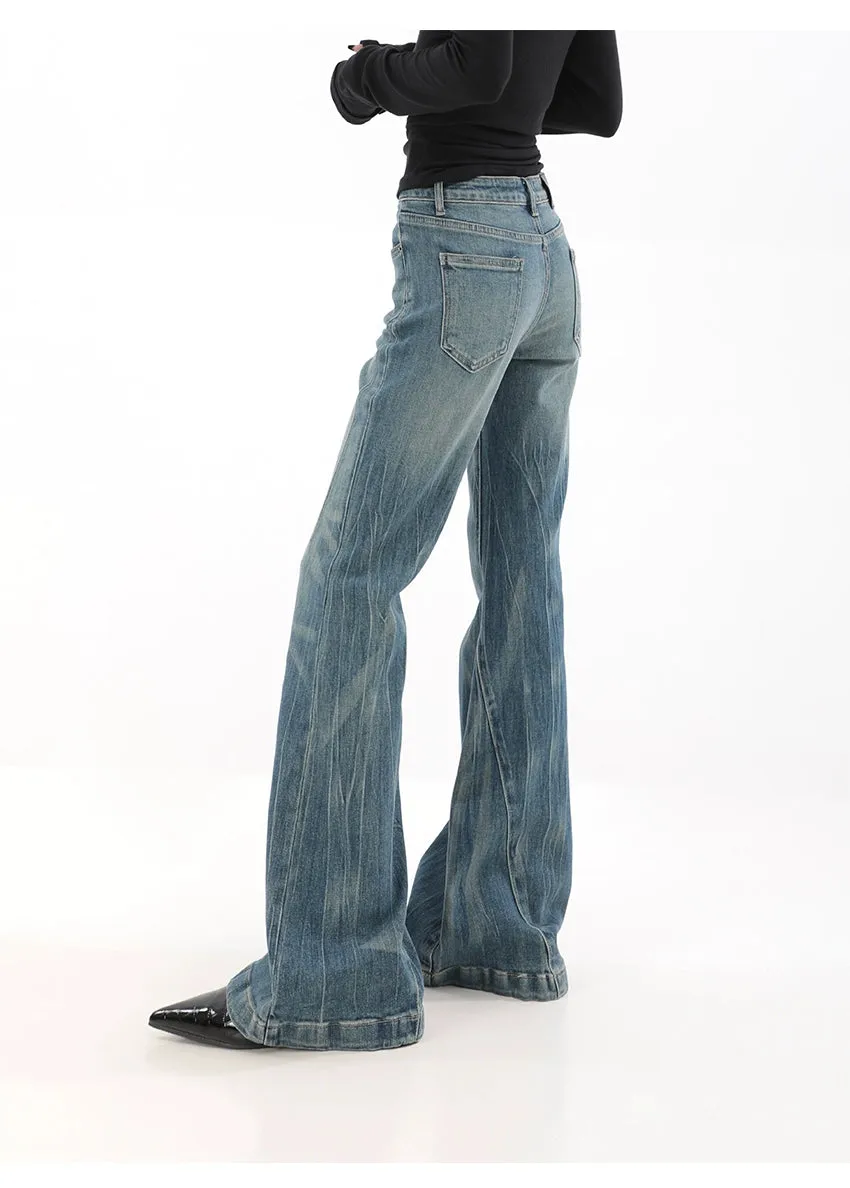 High Waist Vintage Wash Bell Bottom Jeans sold by Night City Clothing product image thumbnail 4