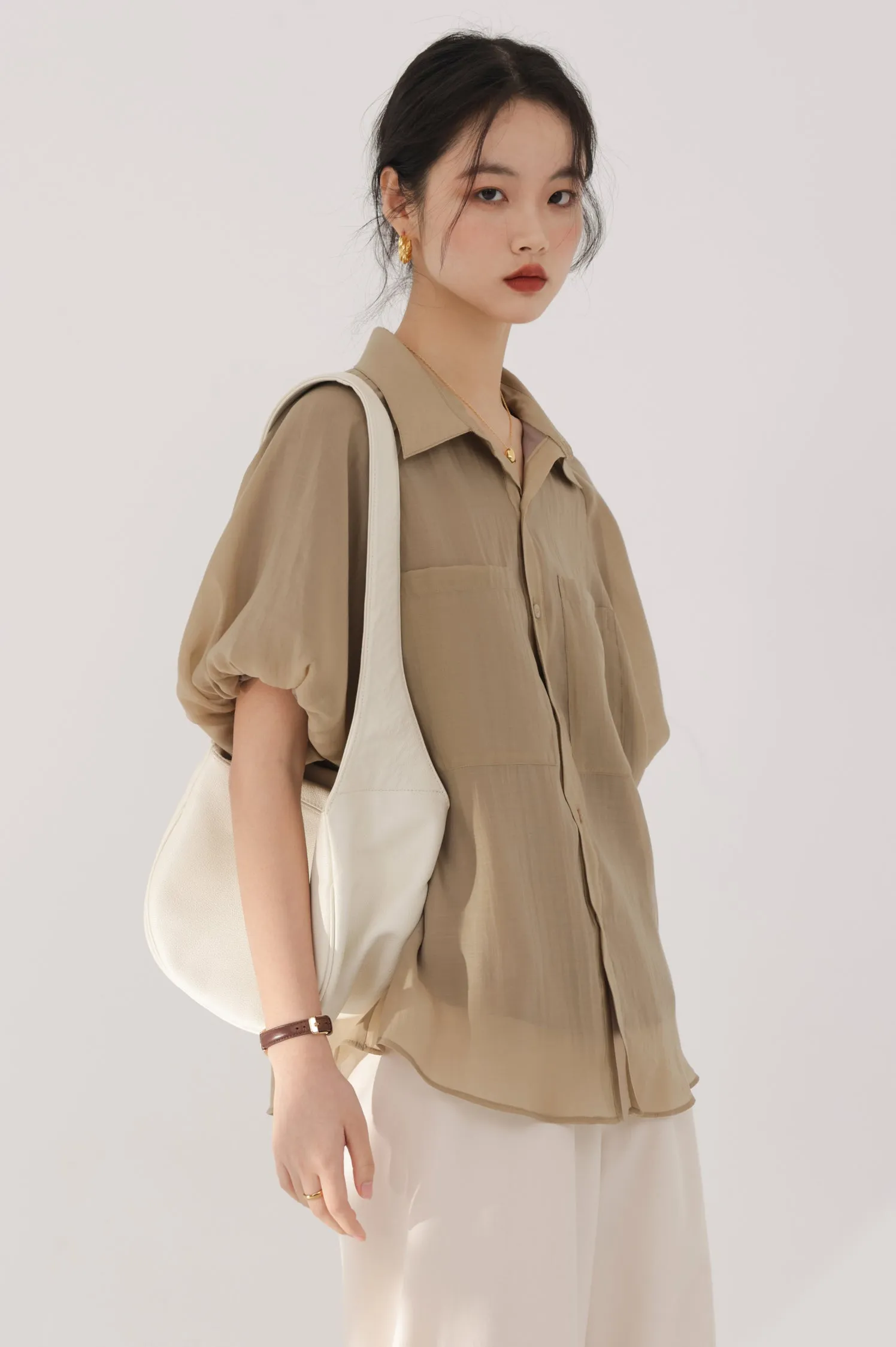 Puff Sleeve Button Top sold by Night City Clothing product image thumbnail 4