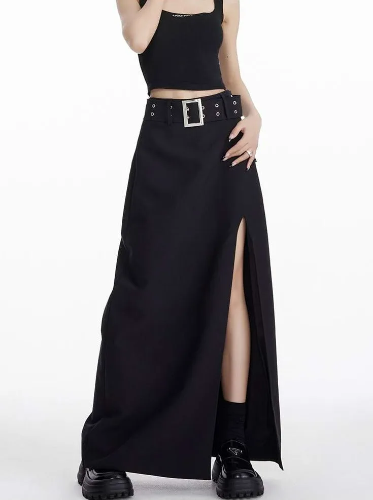 High Slit Maxi Skirt with Belt sold by Night City Clothing product image thumbnail 2