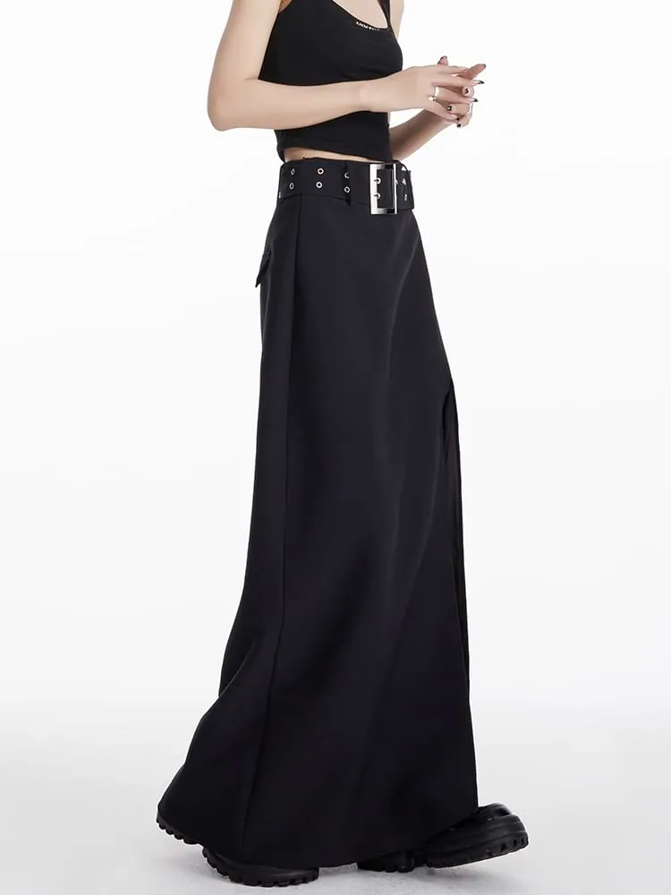 High Slit Maxi Skirt with Belt sold by Night City Clothing product image thumbnail 5