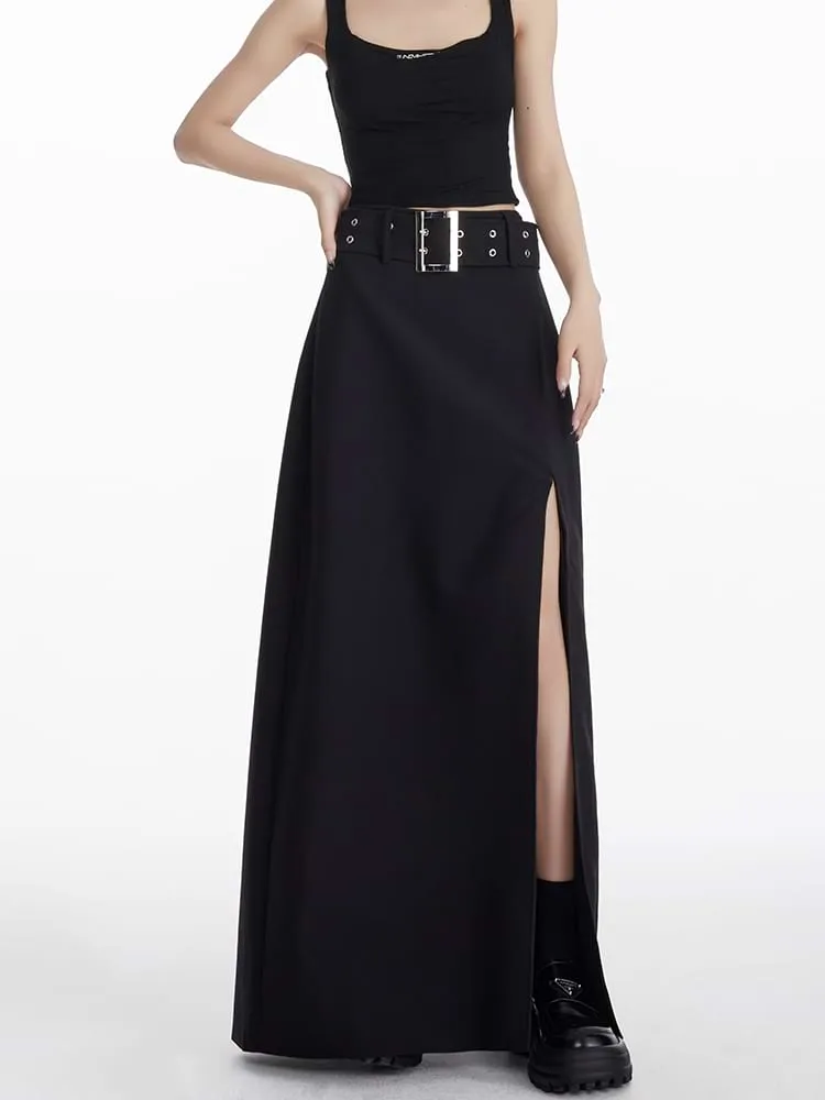 High Slit Maxi Skirt with Belt sold by Night City Clothing product image thumbnail 4
