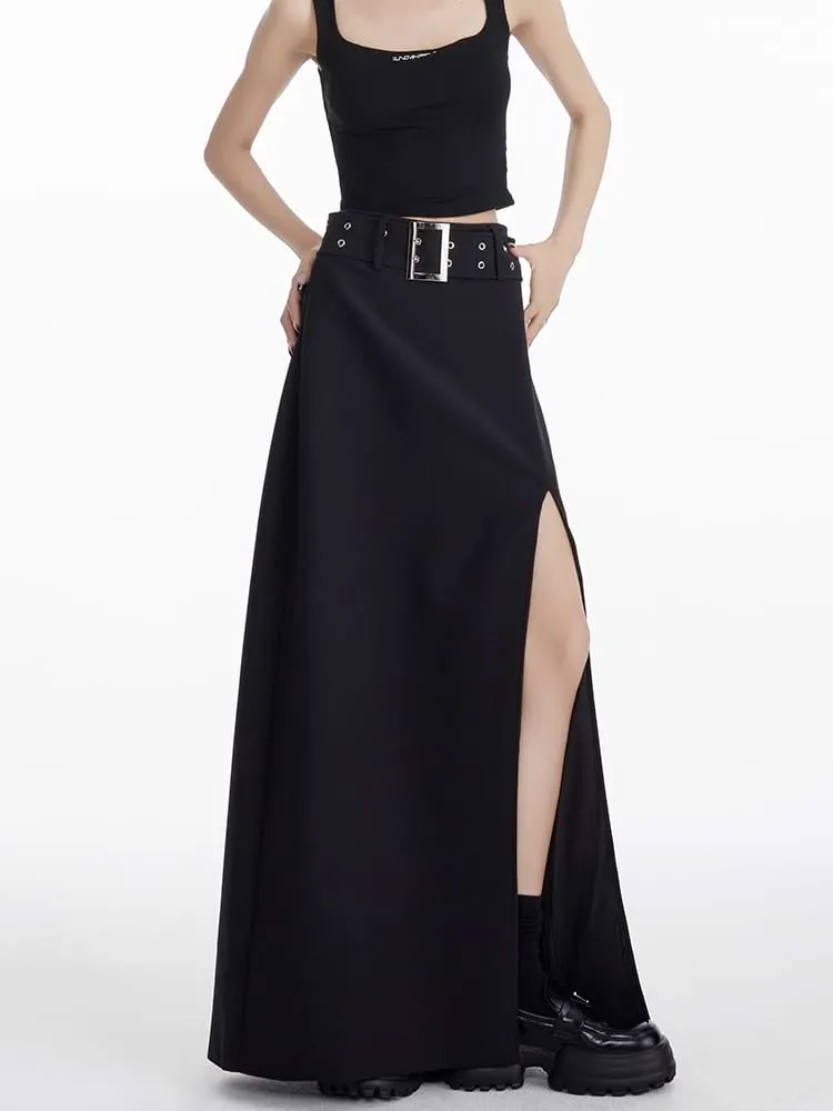 High Slit Maxi Skirt with Belt sold by Night City Clothing product image thumbnail 3