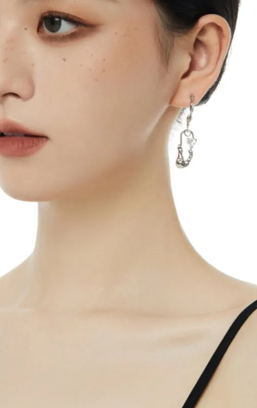 Stud Hoop Drop Earrings made by Night City Clothing