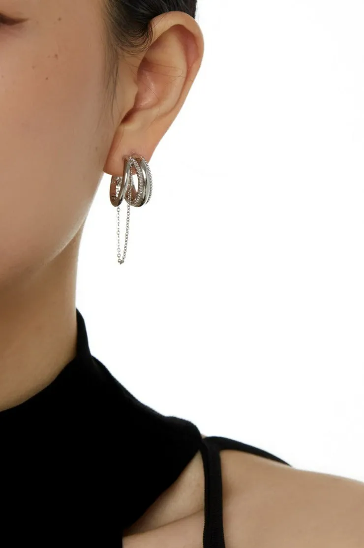 Double Hoop Earrings with Link Chain sold by Night City Clothing