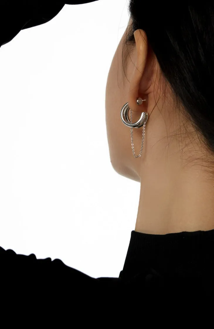 Double Hoop Earrings with Link Chain sold by Night City Clothing product image thumbnail 4