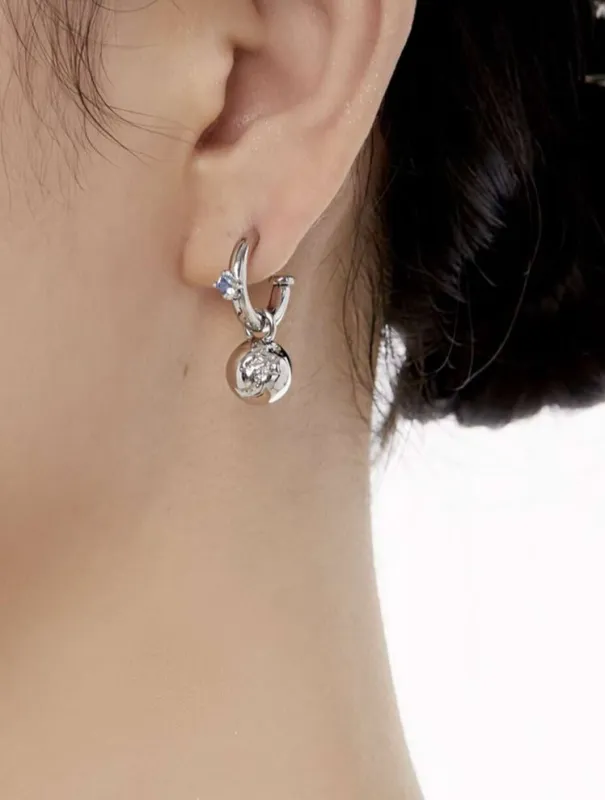 Flower Stud Earrings with Ball Drop made by Night City Clothing