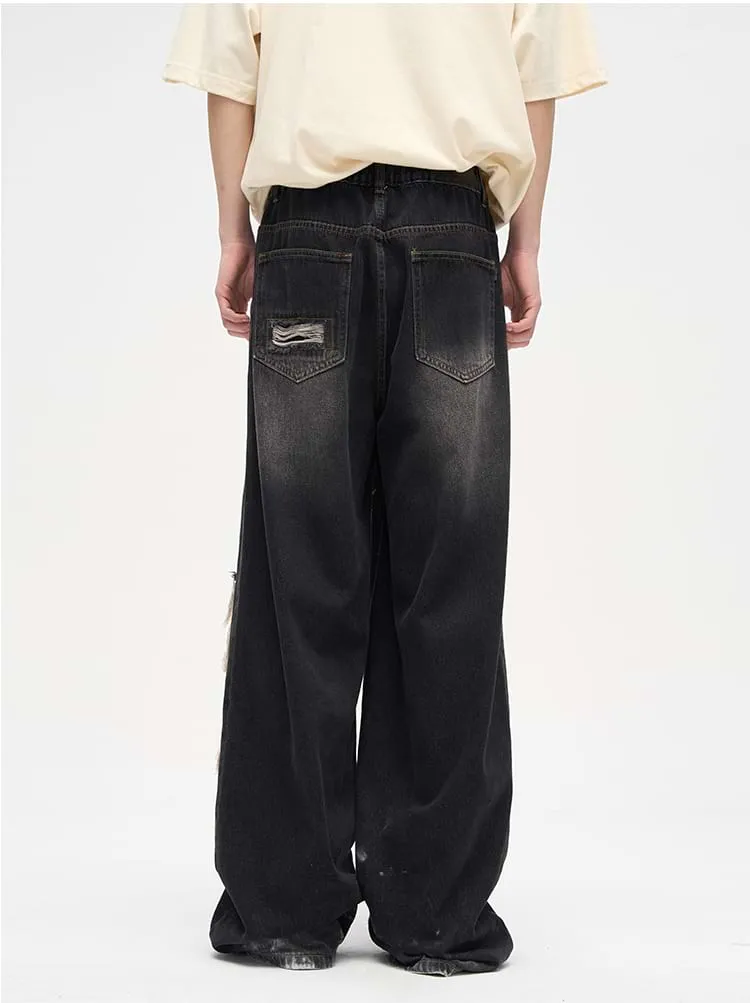 Faded Distressed Patchwork Jeans sold by Night City Clothing product image thumbnail 4