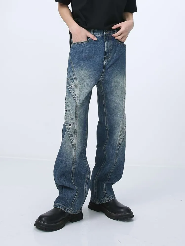Ring Patchwork Straight Fit Jeans sold by Night City Clothing product image thumbnail 4