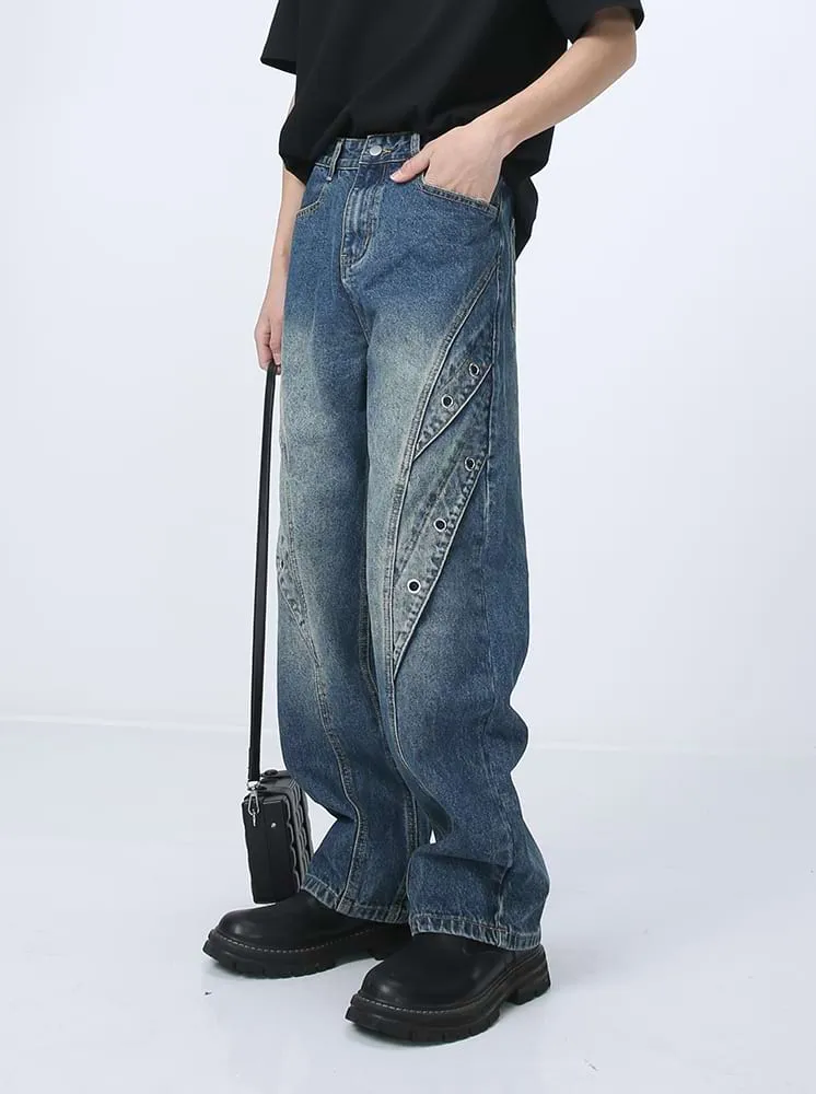 Ring Patchwork Straight Fit Jeans sold by Night City Clothing product image thumbnail 2