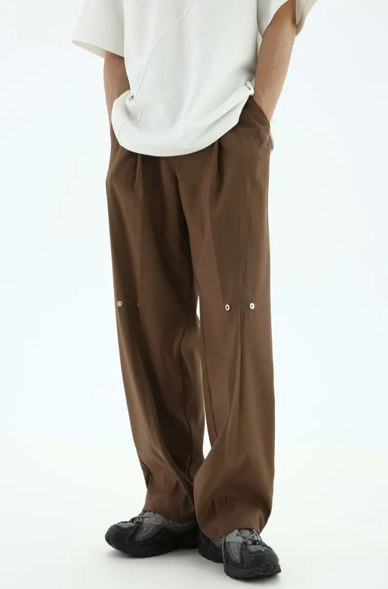 Pleated Straight Fit Pants with Knee Buttons sold by Night City Clothing product image thumbnail 3